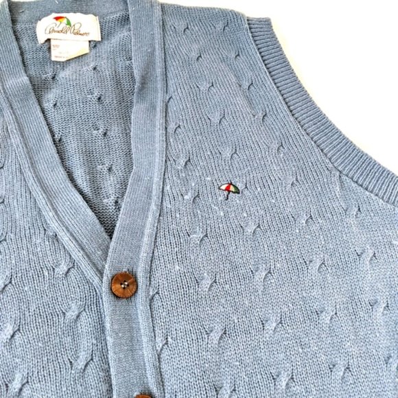 Vintage Oversized Cable Knit Button Up Sweater Vest Grandpa Preppy Academia Cool - Picture 8 of 13